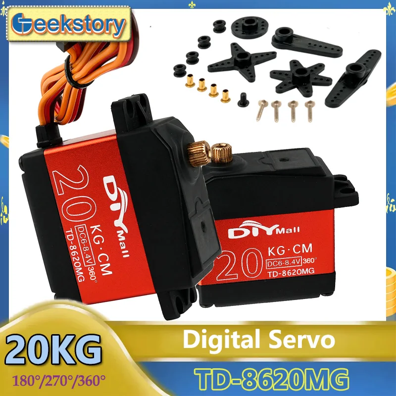

20kg.cm TD-8620MG Digital Servo Metal Gear Carbon Brush Motor 180°/270°/360° RC Servos Parts For 1/8 1/10 Robot Cars Aircraft