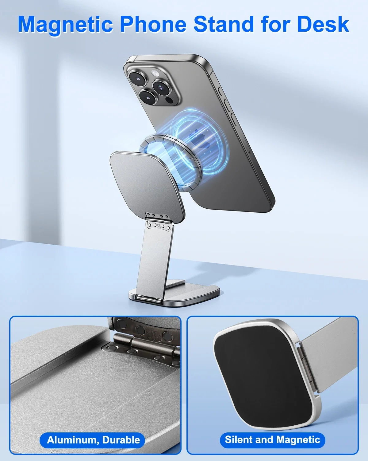 حامل هاتف مغناطيسي قابل للطي من Oatsbasf للمكتب، حامل هاتف محمول قابل للتعديل لهاتف iPhone Samsung Xiaomi