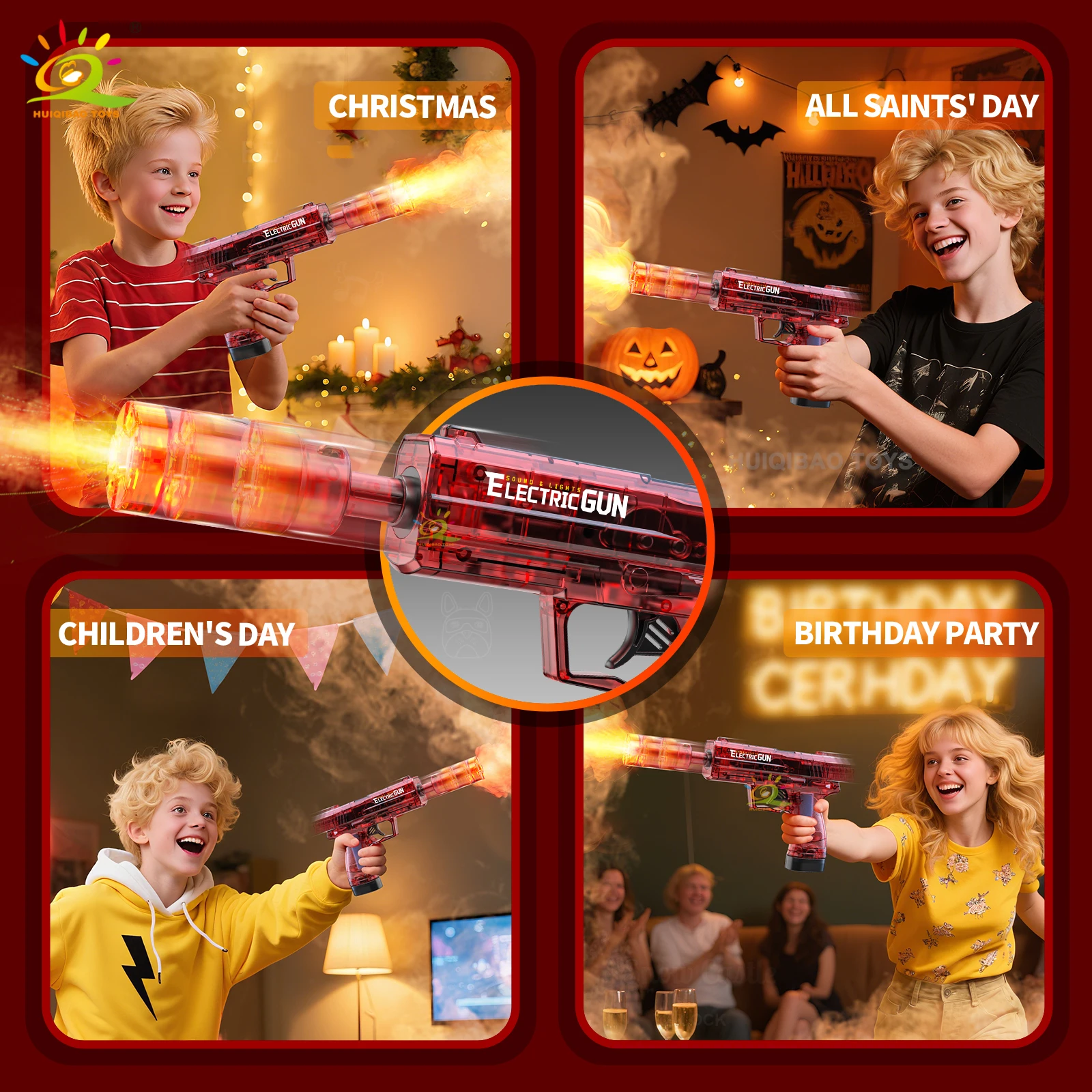 USP 電動スプレーライト＆サウンドトイガン 伸縮式バレルとクールなライトエフェクト付き パーティーバトルゲーム 男の子向けおもちゃギフト