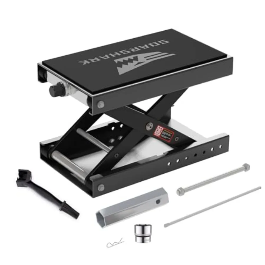 

Алюминиевый подъемник-ножнички для мотоциклов, грузоподъемность 100 фунтов, усиленная подставка для внедорожных мотоциклов с улучшенным винтом M16, двойные усиленные штоки