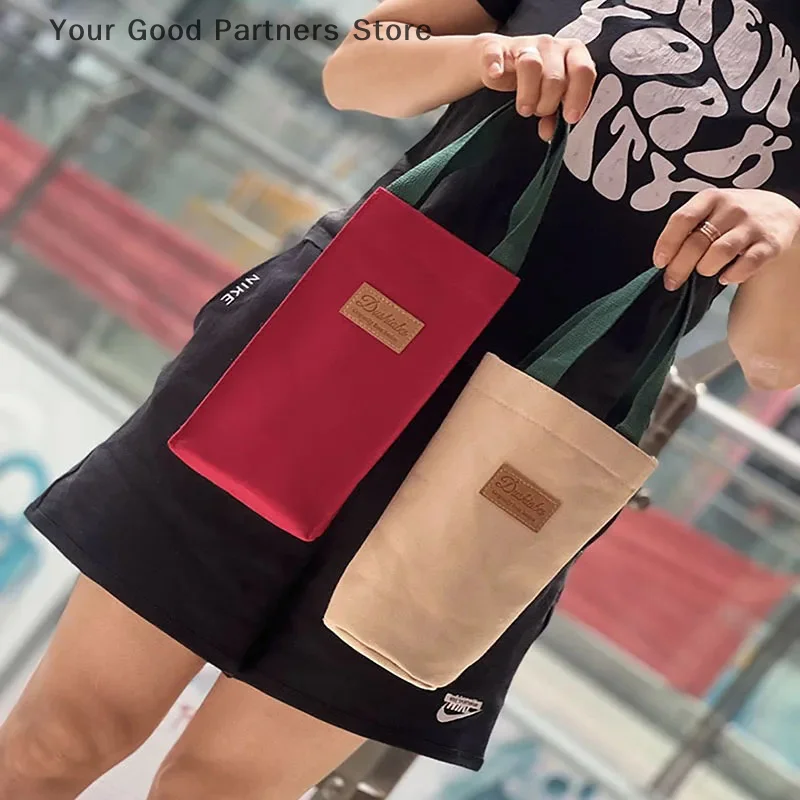 Bolsa de lona portátil minimalista para taza de agua de estudiante, cubierta de taza aislante, bolsa de paraguas, billetera cero, bolsa de mamá