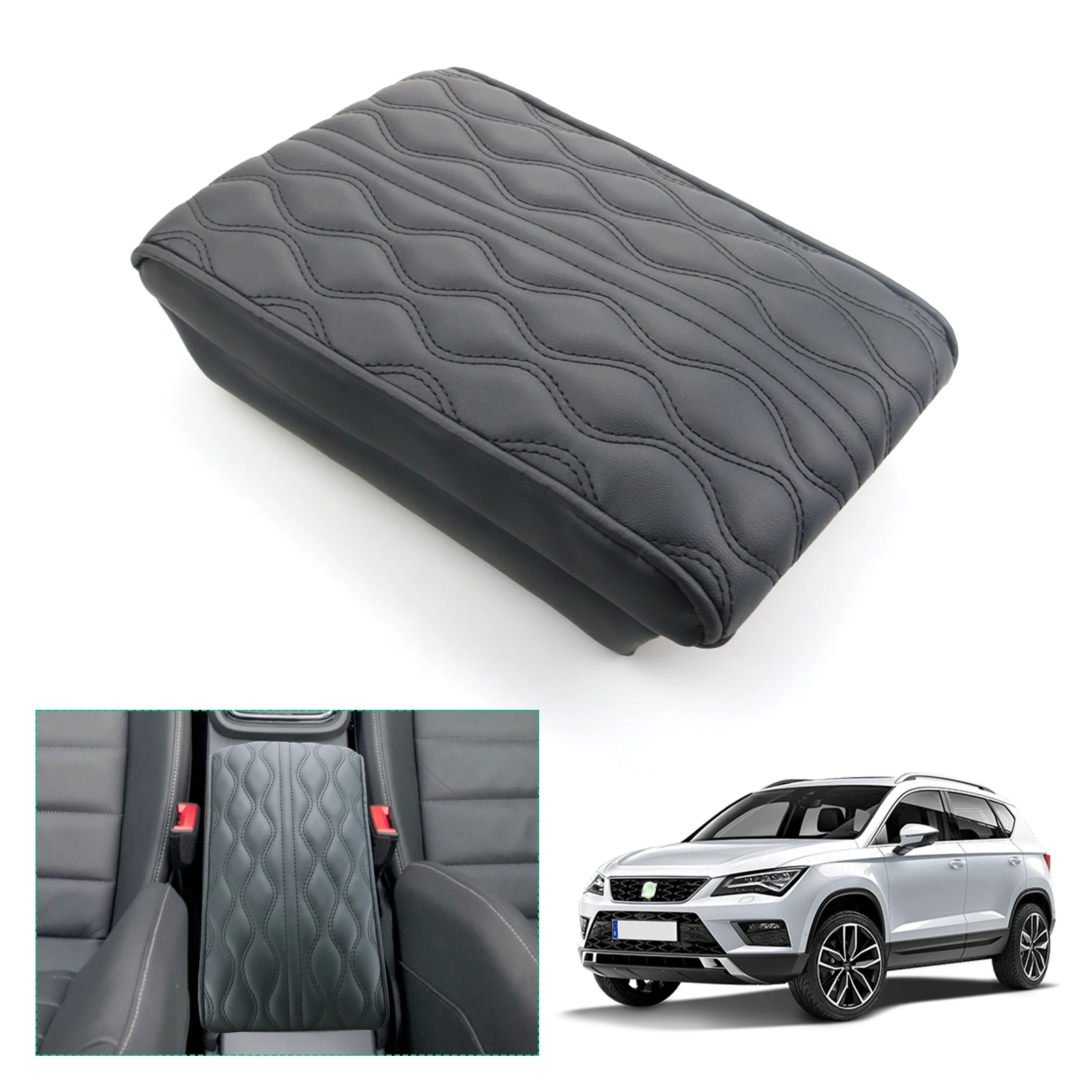 RUIYA Car Central Control Armrest Pad dla Seat Ateca 2016-2019 2020 2021 2022 Armrest Container Auto Interior Ateca Akcesoria