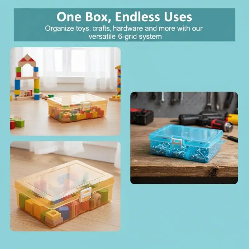 Clear Jewelry Making Mini Rectangular Plastic Box Multipurpose Organizer for Travel Sewing Accessories Electronic Components