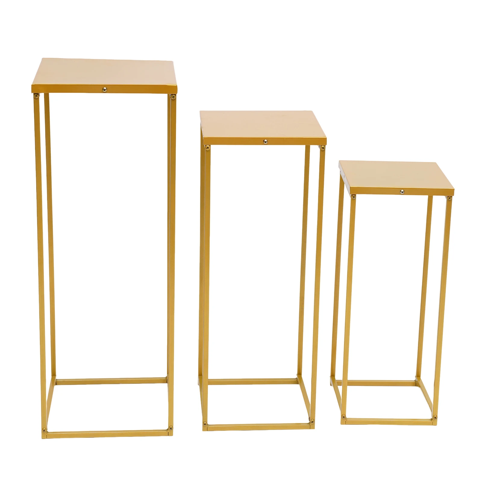 

3PCS 26*26*70cm/23*23*60cm/20*20*50cm Gold Flower Stand Rectangular Geometric Floral Display Holder for Wedding Decorations
