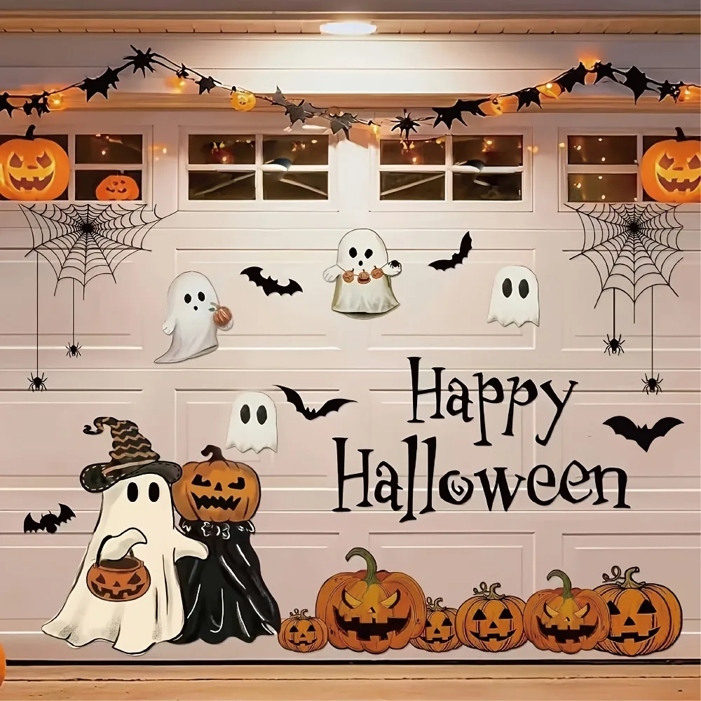 26-pieces-of-halloween-garage-door-tiles-pumpkin-bat-stickers-for-family-gatherings-garage-doors-and-car-decorations