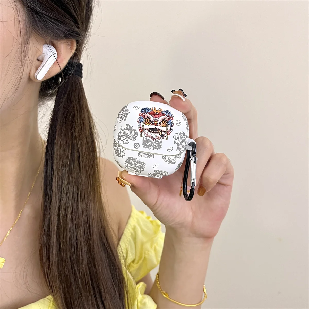 Capa de fone de ouvido para xiaomi buds 5 (2024), bonito cruel leão cristal adesivos caso de fones de ouvido para xiaomi buds 5 com gancho para meninos