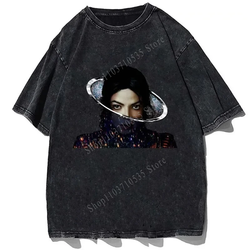 Hip Hop Singer Michael Jackson Print Tshirt Pop BAD Vintage T-shirt Fashion Streetwear Cotton Men T Shirt Loose Oversize Cloting