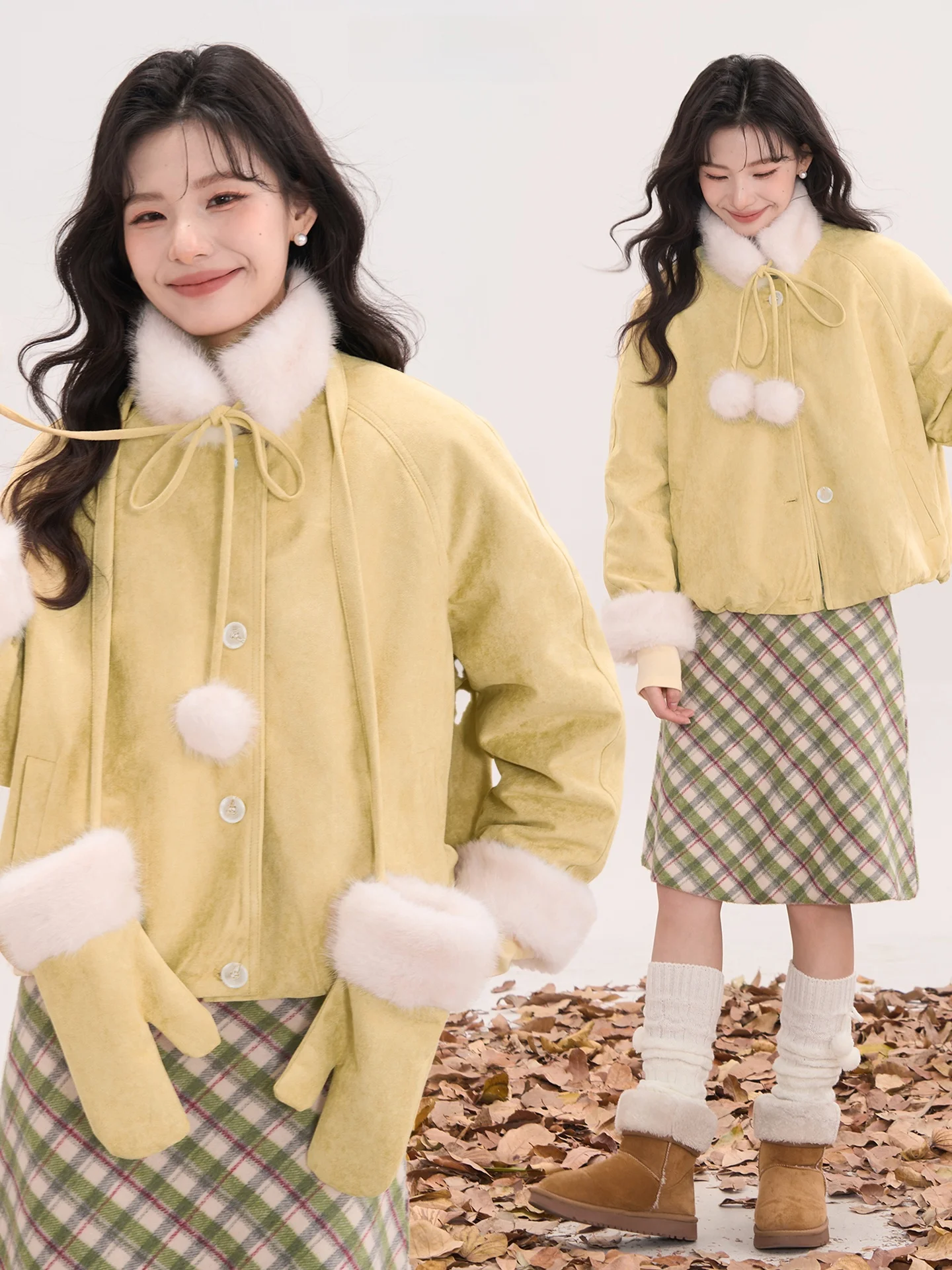 

Fluffy Ball Tie Suede Jaet Women's Winter Fce Lined Outerwear Casual Sle Long Sve Regular Length Online Exclusive