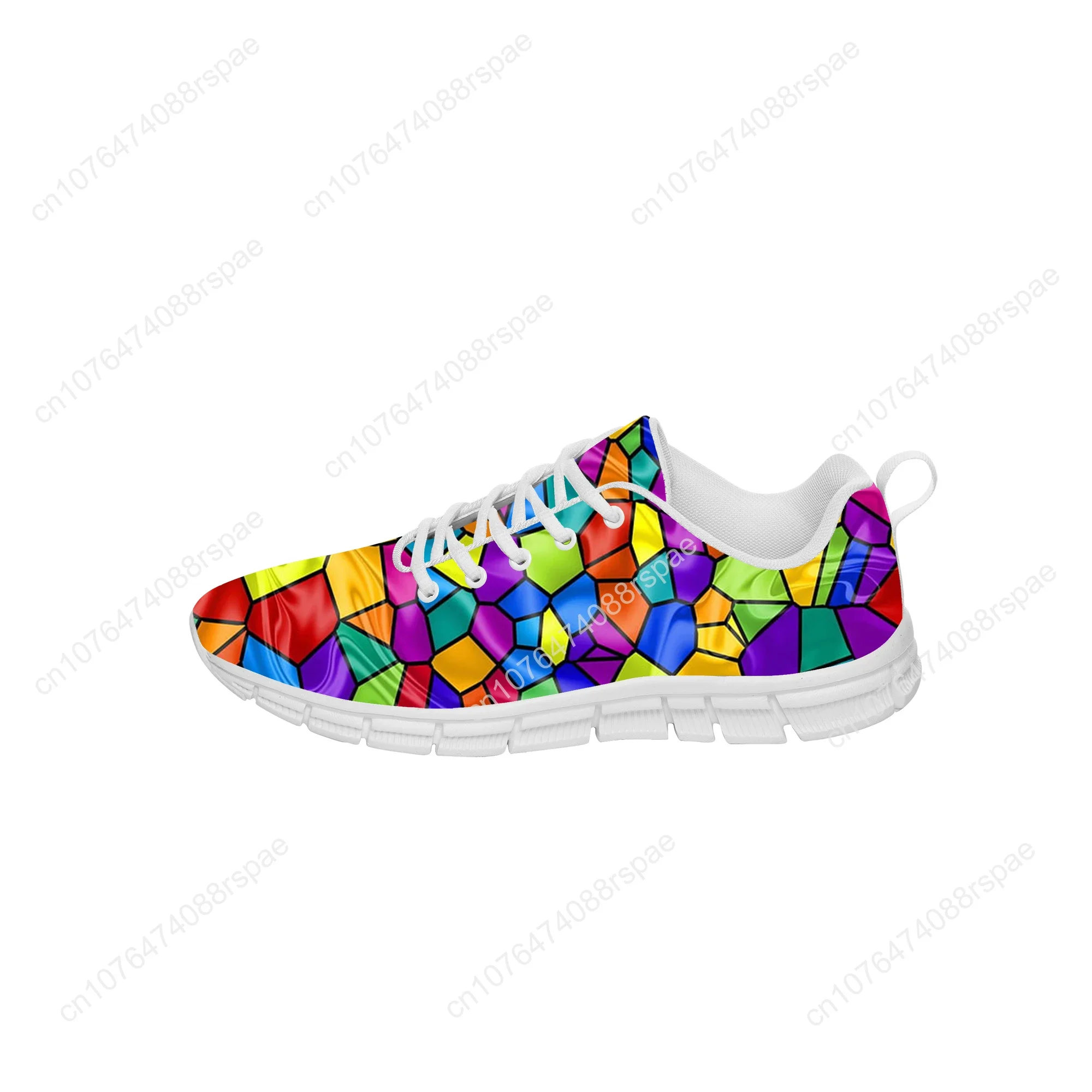 Chaussures de sport multicolores abstraites pour hommes et femmes, baskets décontractées pour adolescents, chaussures de couple personnalisées, chaussures de course blanches cool, haute qualité