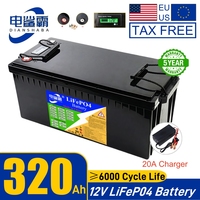 NEW 320AH 300AH 280AH 12.8V 24V 100AH LiFePO4 Battery Built-in BMS for RV Boats Solar Energy Rechargeable Battery 12V 24V