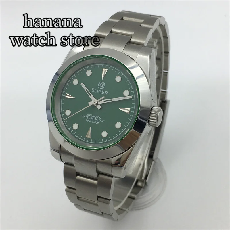 36/39mm polished automatic men's mechanical wristwatch NH35A MIYOTA 8215 PT5000 movement Sapphire glass green C3 luminous dial