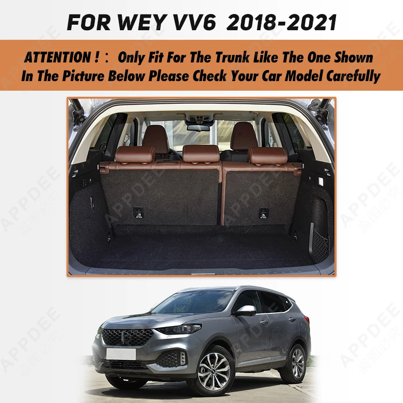 Auto Full Coverage Trunk Mat For WEY VV6 2018-2021 20 19 Leather Car Boot Cover Pad Cargo Liner Interior Protector Accessories