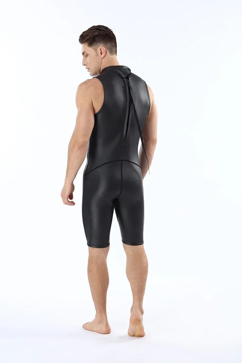 Mens Triathlon Wetsuit 2mm Neoprene Short Sleeveless One Piece Smoothskin wetsuit Ultra Elastic Diving Suit