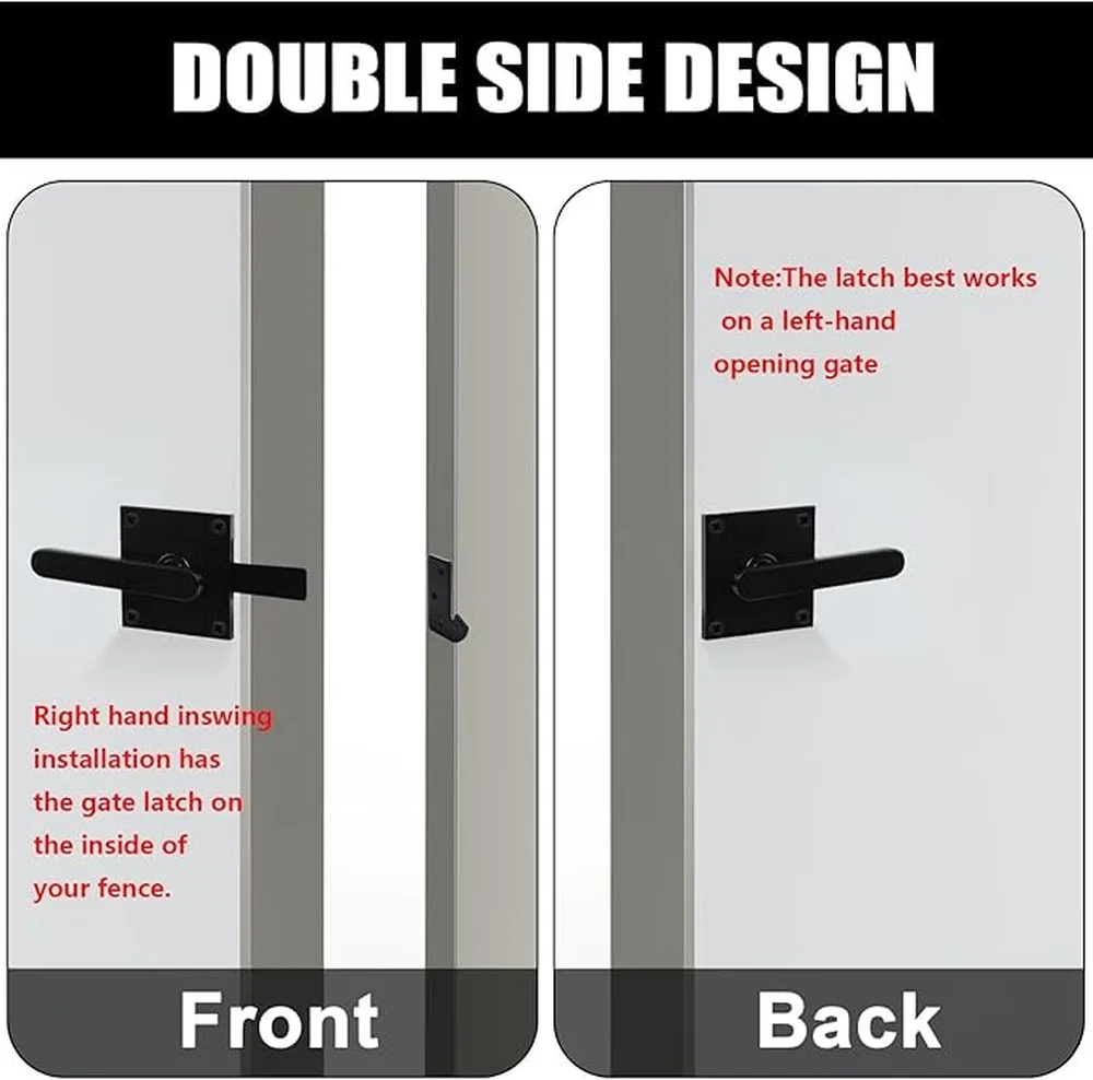 Rotating Door Bolt Barn Door Latch Black Aluminum Latch Double Sided Zinc Alloy