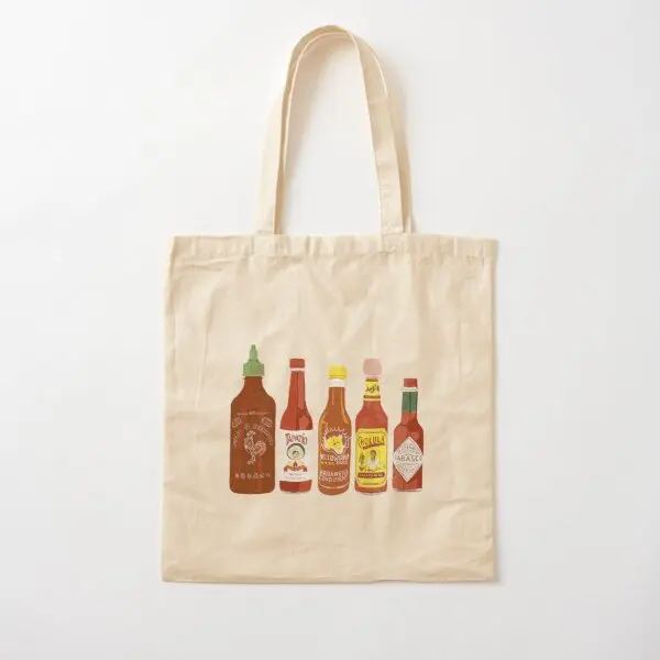 Spicy Check Out These Hot Sauces On Bla  Canvas Bag Designer Shopper Tote Shoulder Bag Ladies Foldable Fabric Travel Reusable