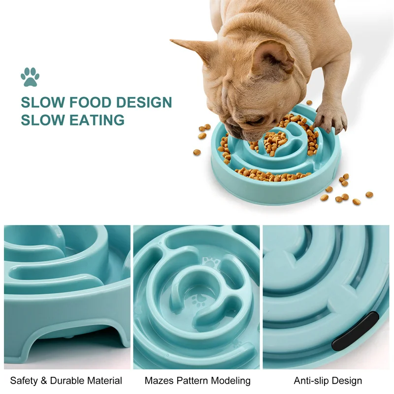 Dog Slow Feeder Bowl Non-slip Anti-glutton Dog Food Bowl Slow Feeding Dog Bowls Healthy Diet Bowls for Dog Cat Small Medium