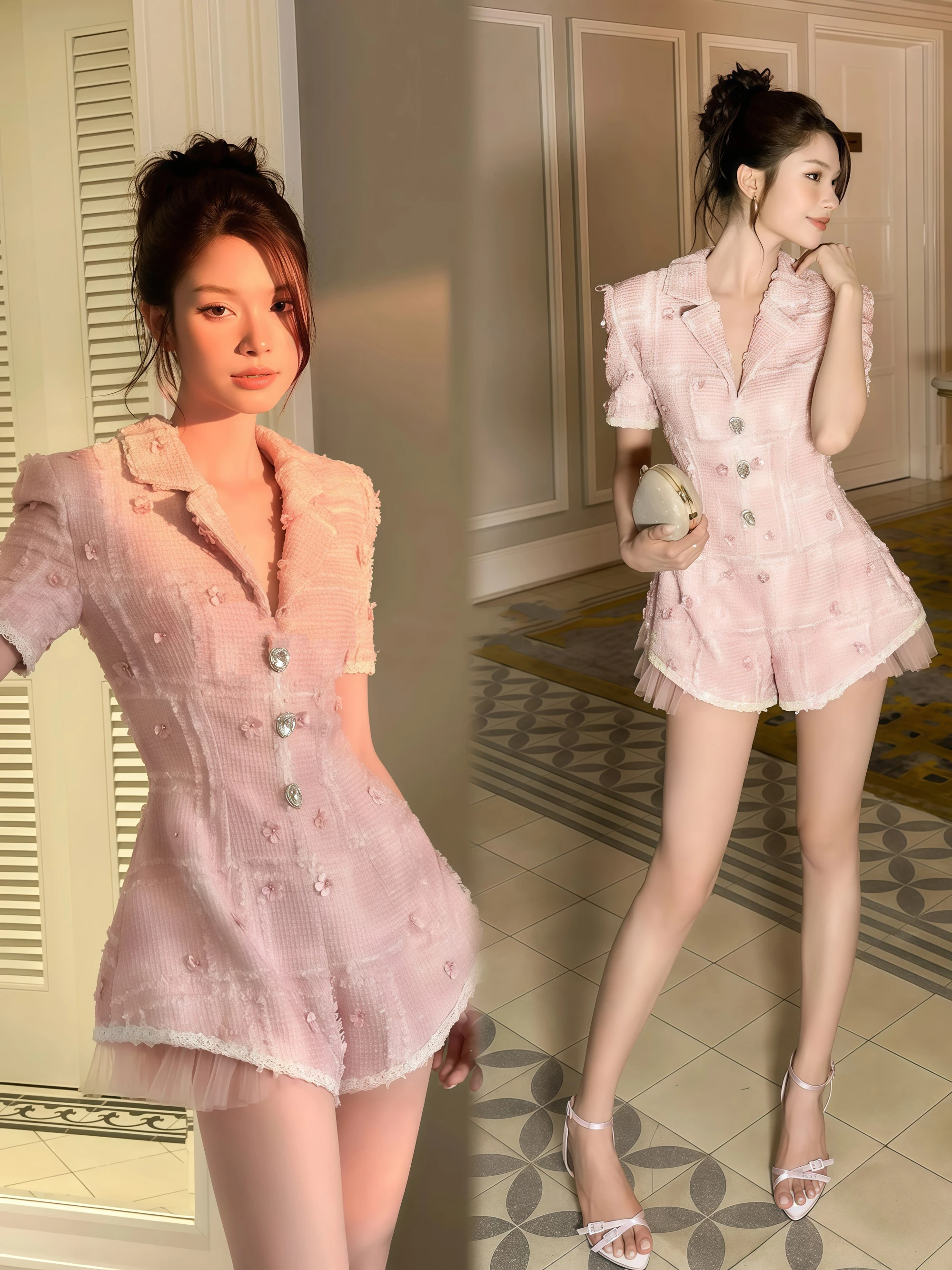 

Stunning Summer High Waist Wide Leg Jumpsuit Women's Fashionable Elegant Short Pants Skirt Sensation Fragrance Style