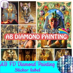 50 Colors Diamond Painting 5D Egyptian Pharaoh Mosaic Religion Cross Stitch Embroidery Kit Cat Picture Of Rhinestone Home Decor