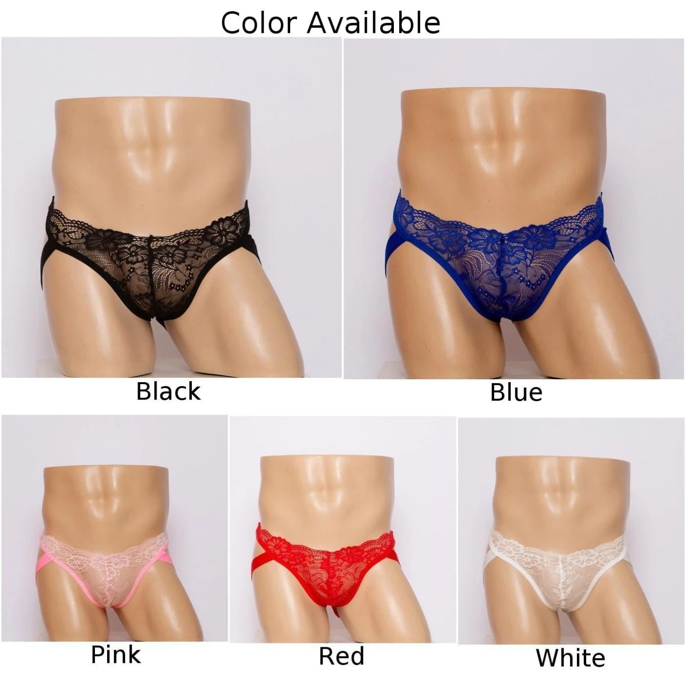 Men Sexy Lace Briefs Jockstrap Buttocks Hollow Out Panties Open File T-Panties G-String Sissy Erotic Lingerie Low Rise Underpant