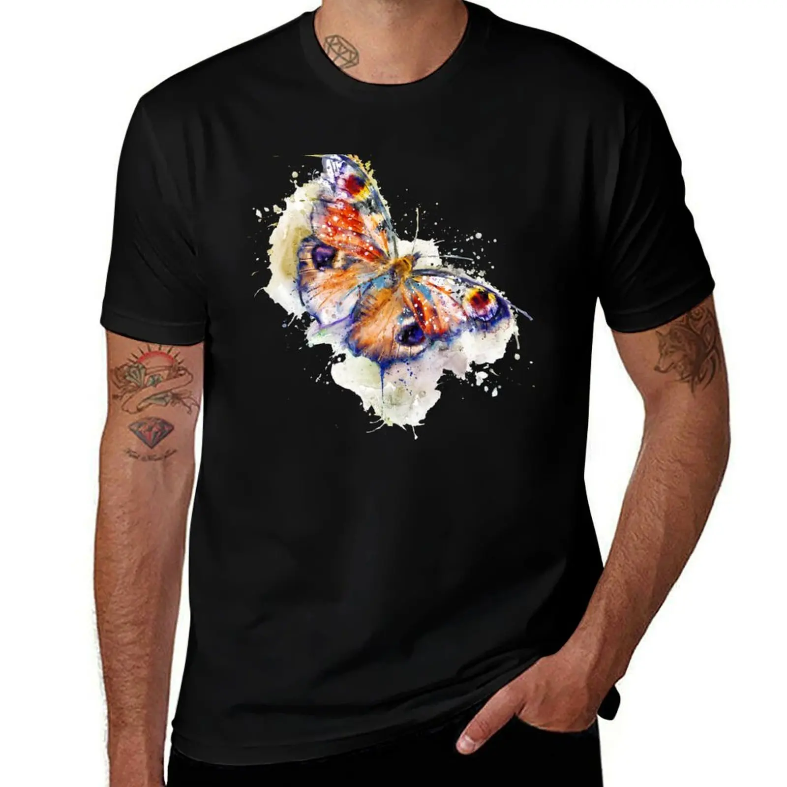 

white man Colorful man luxury Watercolor man cotton for shirt pack t shirts t shirt t T-Shirt Painting Butterfly