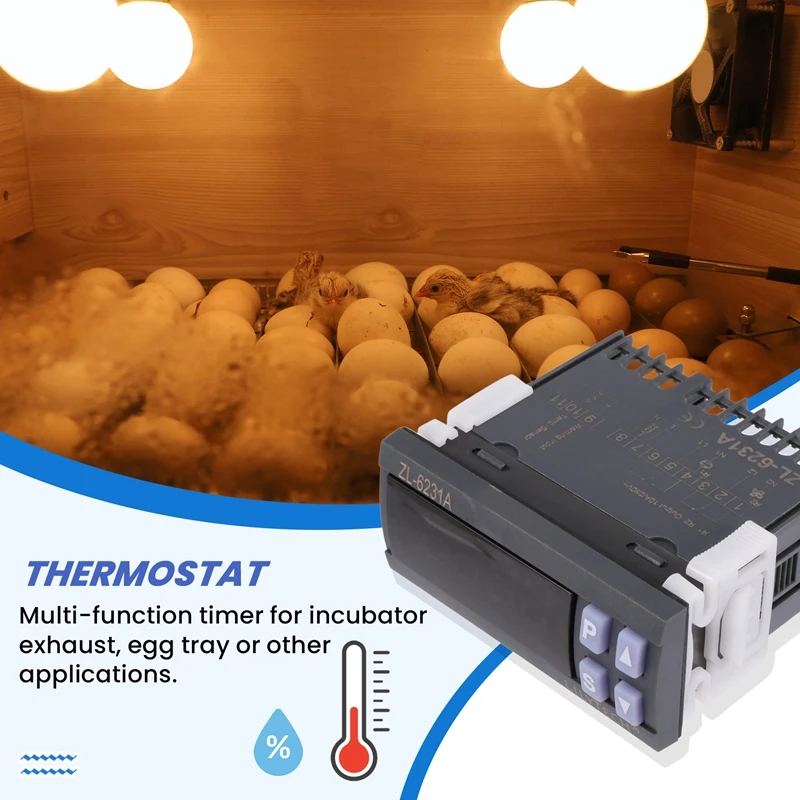 LILYTECH ZL-6231A, Incubator Controller, Thermostat With Multifunctional Timer