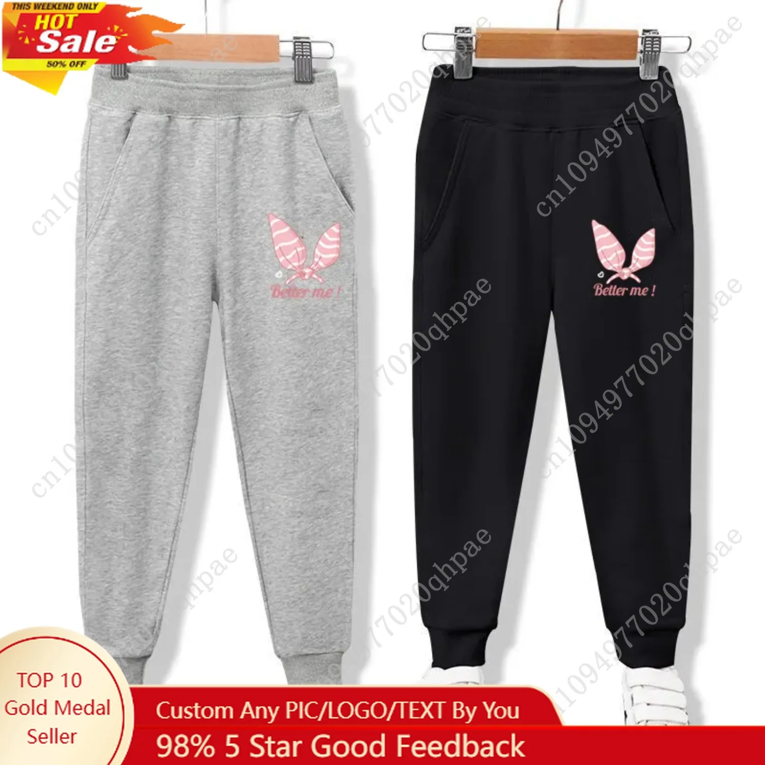 

3-14 Years Girls Spring Sport Pants Cotton Comfortable Jogger Pants Children Birthday Present Rabbit Ear Print Trousers