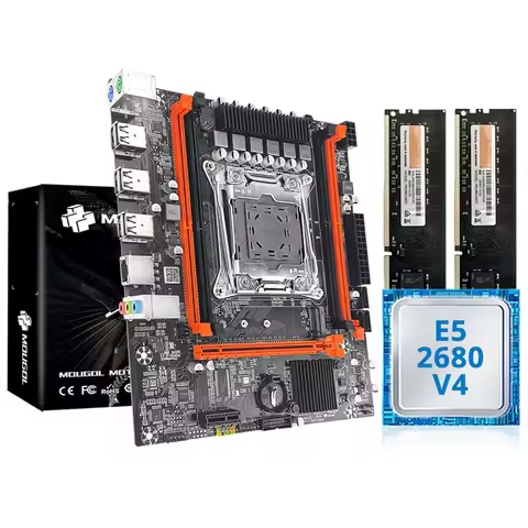 MOUGOL X99 Gaming Motherboard Kit with Intel Xeon E5 2680 V4 & DDR4 8Gx2 2133MHz Dual Channel ECC RAM M.2 NVME for Desktop PC