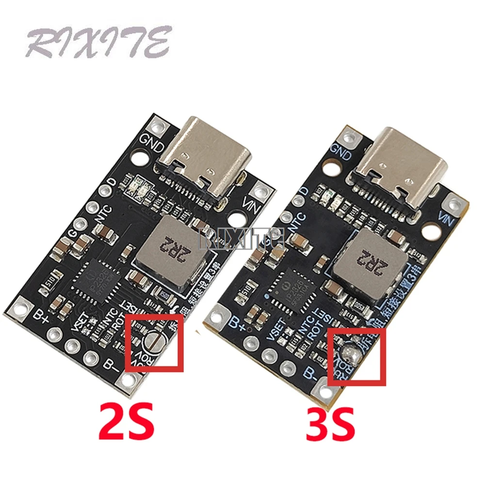 Moduł ładowania i podnoszenia napięcia do baterii litowych Type-C USB 2-3S BMS 15W 8.4V 12.6V 1.5A z obsługą balansowania, szybkiego ładowania i wskaźnikiem.