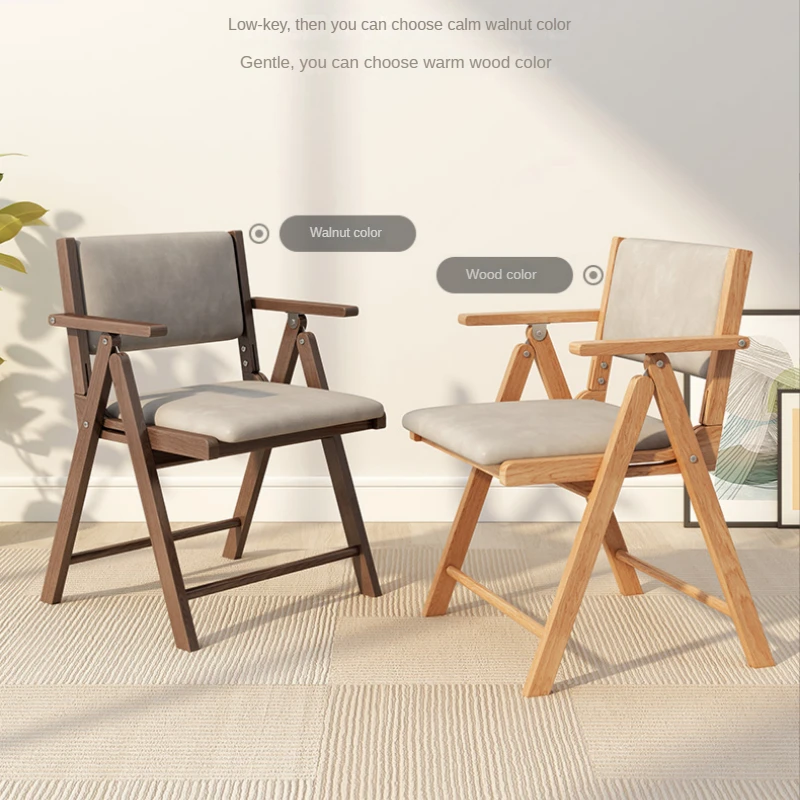 Folding Solid Wood Chair Folding Chair Backrest Wooden Chair Small Family Household Dining Stool Office Furniture