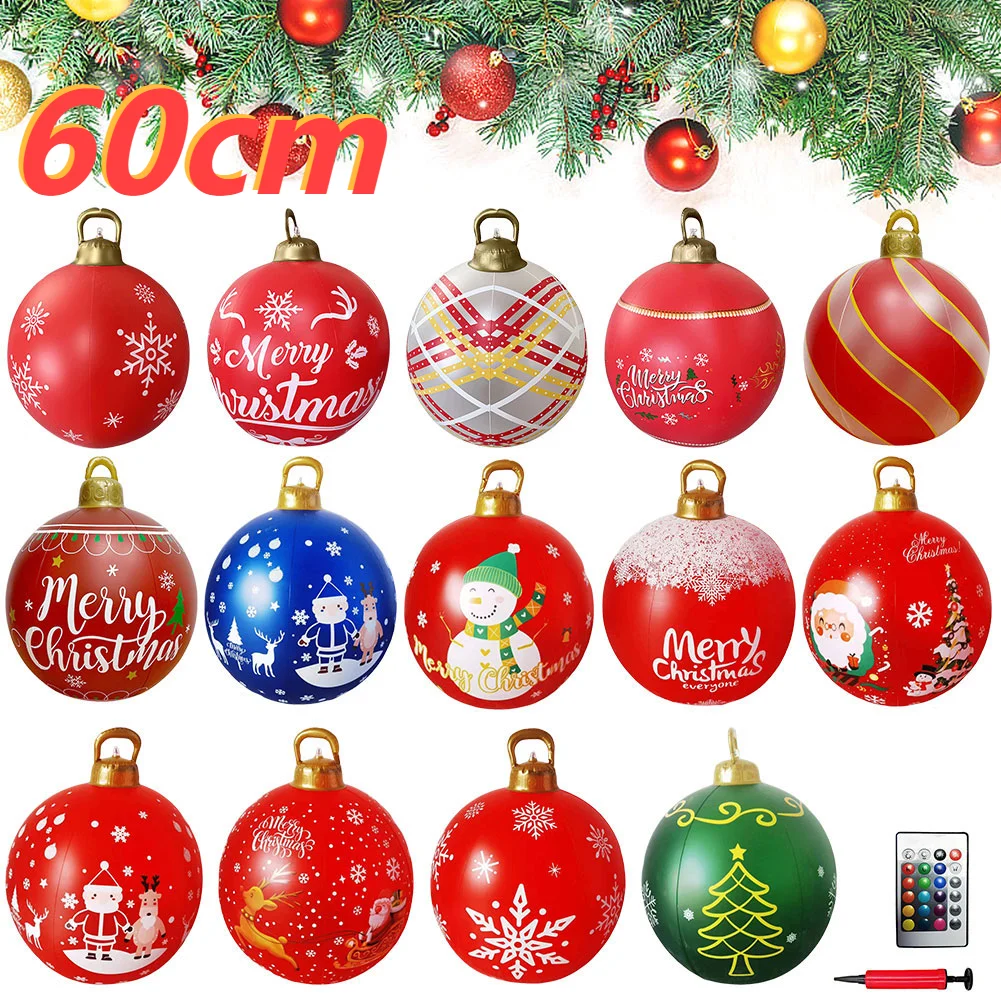 

60CM Outdoor Christmas Inflatable Decorated Ball New Years Ornaments Ball Light Up Giant Big Large Balls Xmas Tree Decorations