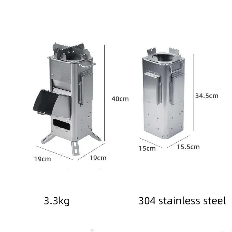 Stainless Steel Folding Rocket Firewood Stove    Outdoor Camping Brazier for Cooking Boiling Water