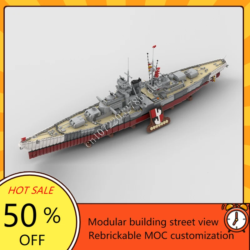 9432PCS MOC Battleship Tirpitz Building Block Warship Model Technical Bricks Set DIY Assembly Creative Kids Puzzle Toy Xmas Gift