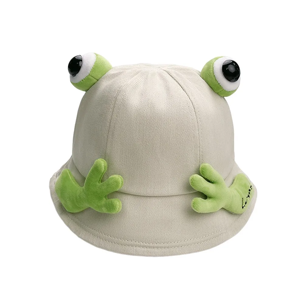 

Cute Cotton Frog Bucket Hats UV Protection Breathable Panama Hats Bucket Hats Outdoor