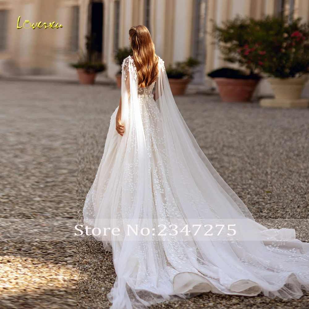 Loverxu-Vestido De Novia elegante, traje De Novia con cintas y tirantes finos, bordado, 2024