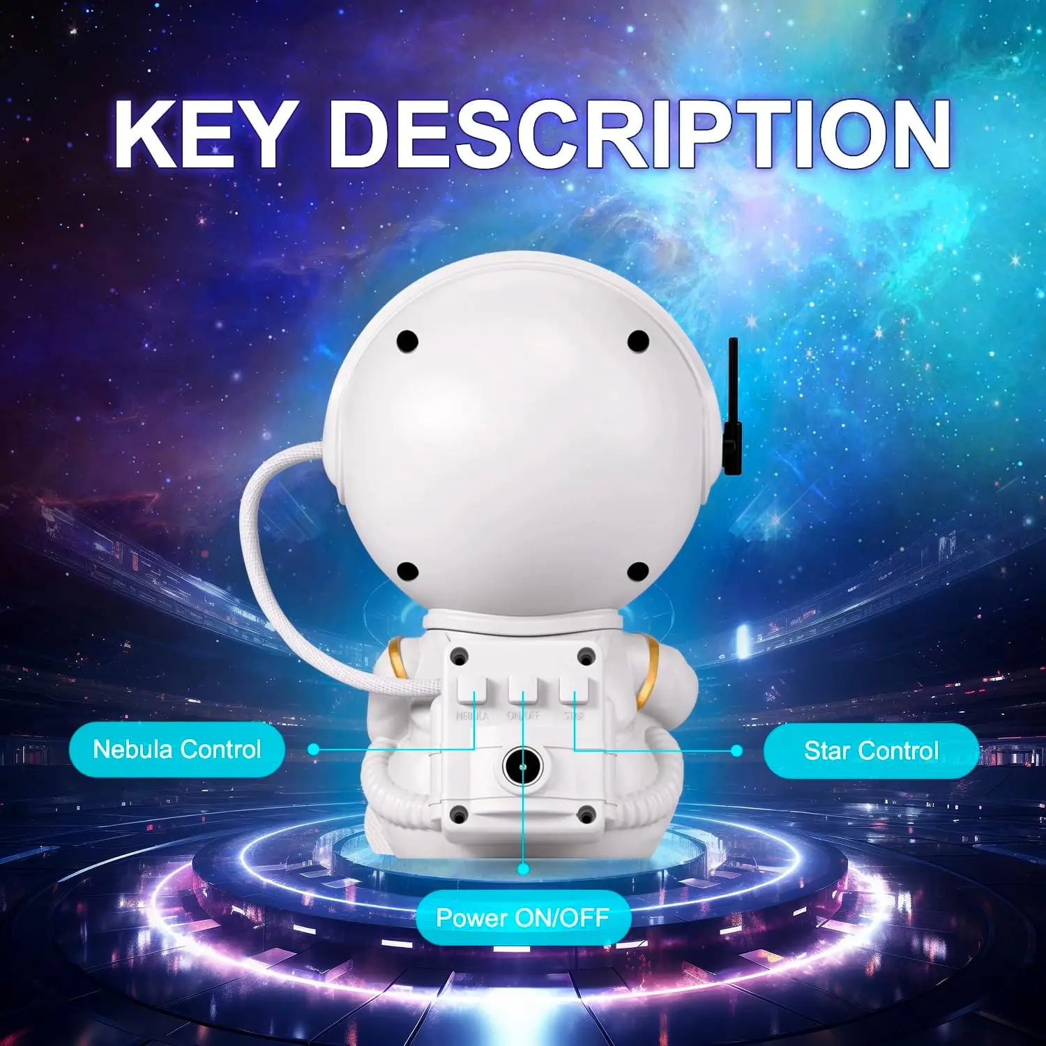 Galaxy Star Projector Night Lights Starry Sky Astronaut Atmosphere LED Lamp For Decorative Bedroom Ceiling Kids Children Gifts