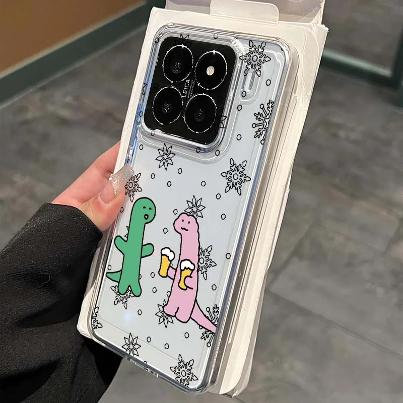 

Cartoon dinosaur monkey For Xiaomi 15 14 13 12 12S 12X 12T 11 11T Pro Lite TPU Transparent Phone Case