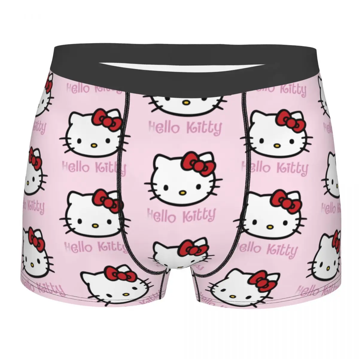 Funny Boxer Hello Kitty Face Shorts Panties Briefs Men Underwear Breathable Underpants for Homme S-XXL