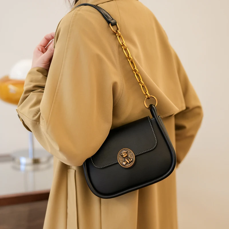 Exquisite commuting women's purse Retro saddle women's shoulder bag Luxury female Crossbody bag fashion trend 2 shoulder straps