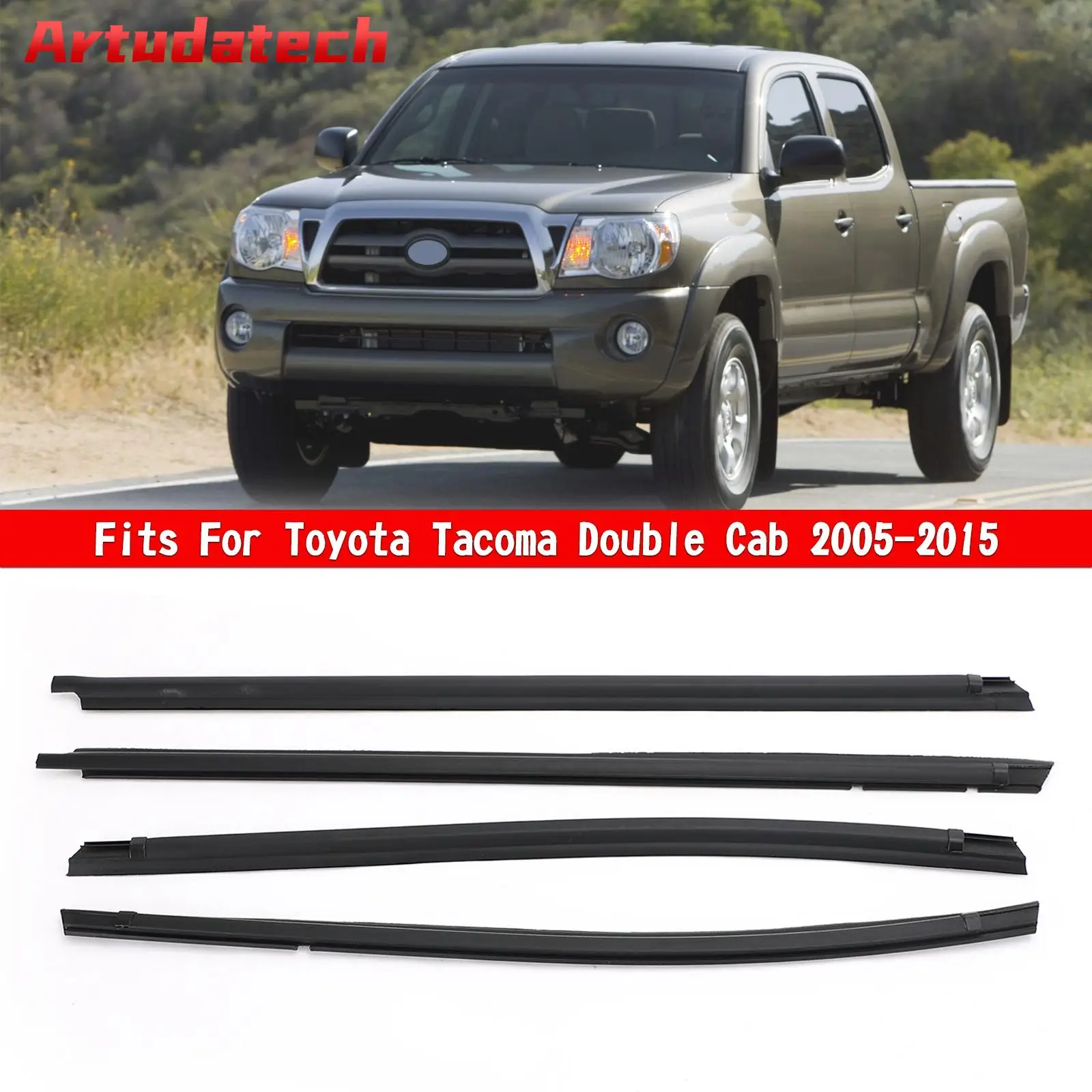 Artudatech Car Outside Window Weatherstrip Seal Belt Moulding For Tacoma Double Cab 05-2015