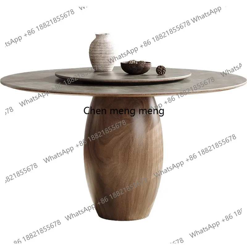 

6 People Turntable Dining Tables Modern Simplicity Read Books Rock Plate Dining Tables Restaurant Wood Home Furniture Tafel MHCZ