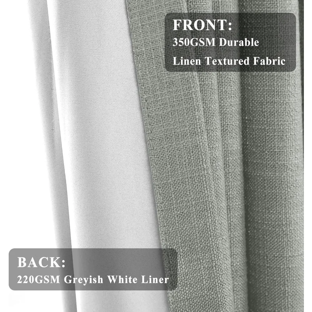 Natuurlijke linnenmix 50x108 inch verduisteringsgordijnen met kamerverduisterende voering, doorvoertule bovenste raamgordijnen voor privacy en licht co