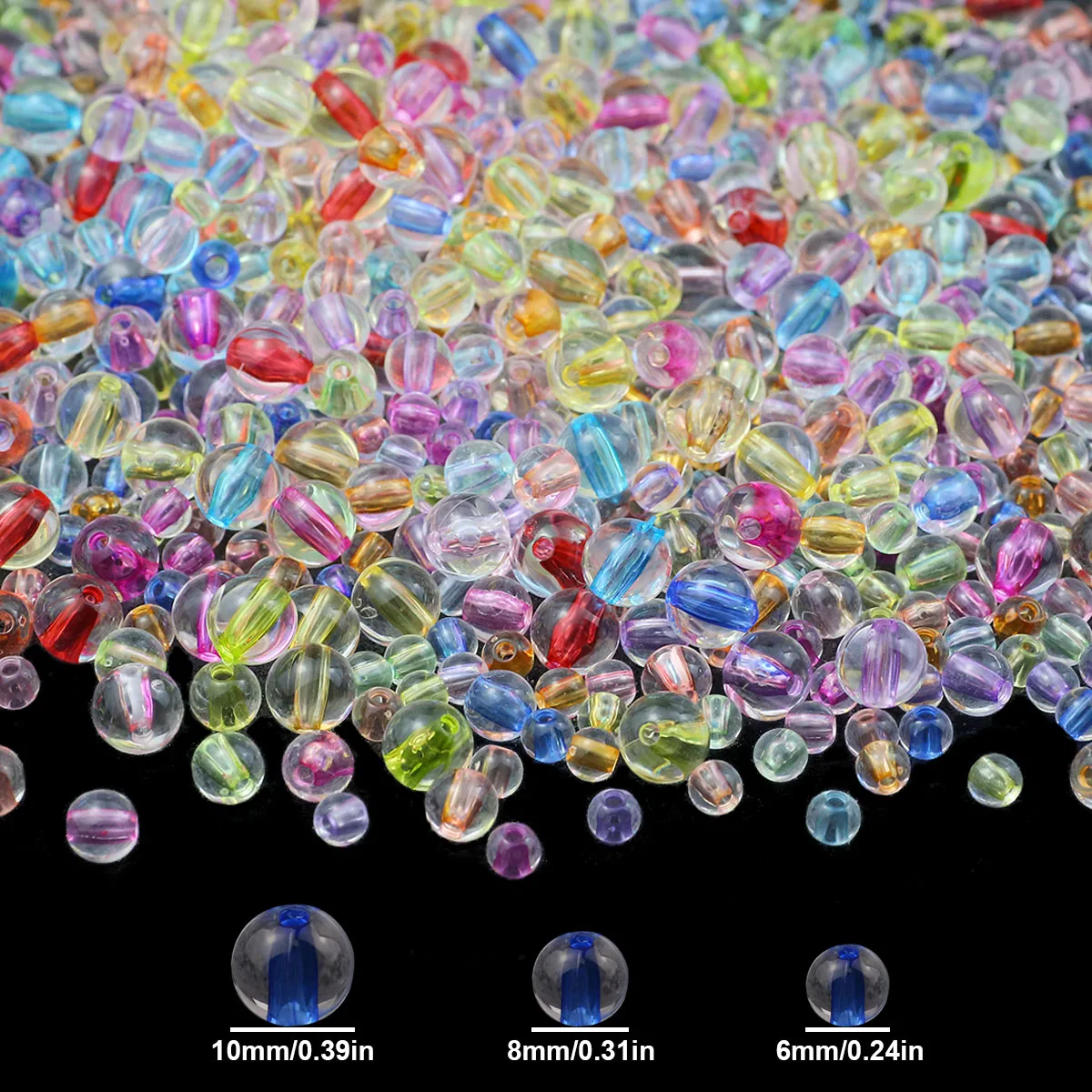 45-195Pcs 6mm Acrylic Sandwich Inner Color Round Beads Spacer Loose Beads For Jewelry Making DIY Bracelets Necklace Accessories