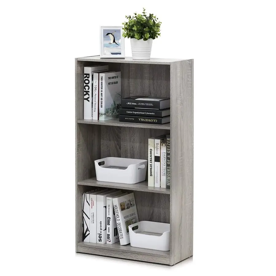

Basic 3Tier Bookcase Storage Shelves, French Oak Grey