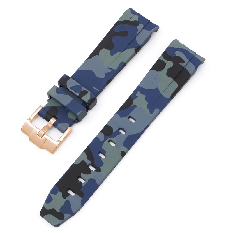 20mm Curved End Strap For Omega MoonSwatch Replace Band For Rolex Watch Camouflage Wristband Waterproof Sport Belt Accessories