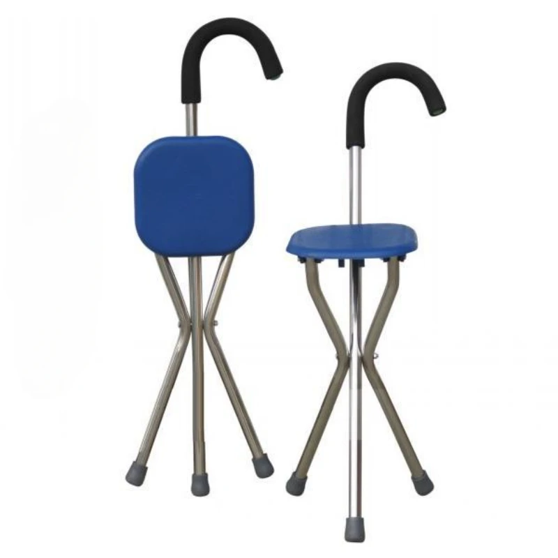 

Crutch Stool for The Elderly Crutch Chair Three-legged Folding Multi-purpose Sitting on Four-cornered Crutches Cane