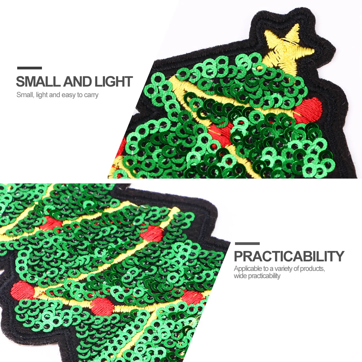 

10Pcs Christmas Tree Sequins Embroidered Patches Iron on Appliques for Clothes Hats Jeans Jackets DIY Holiday Embellishments
