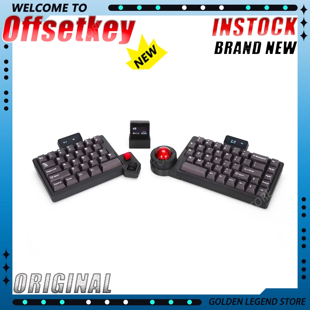 

NEW Offsetkey Trackball 2/3 Mode 2.4G Wireless Gaming Keyboard Split Keyboard Kit Bluetooth Roller Button OLED Screen ZMKTeclado