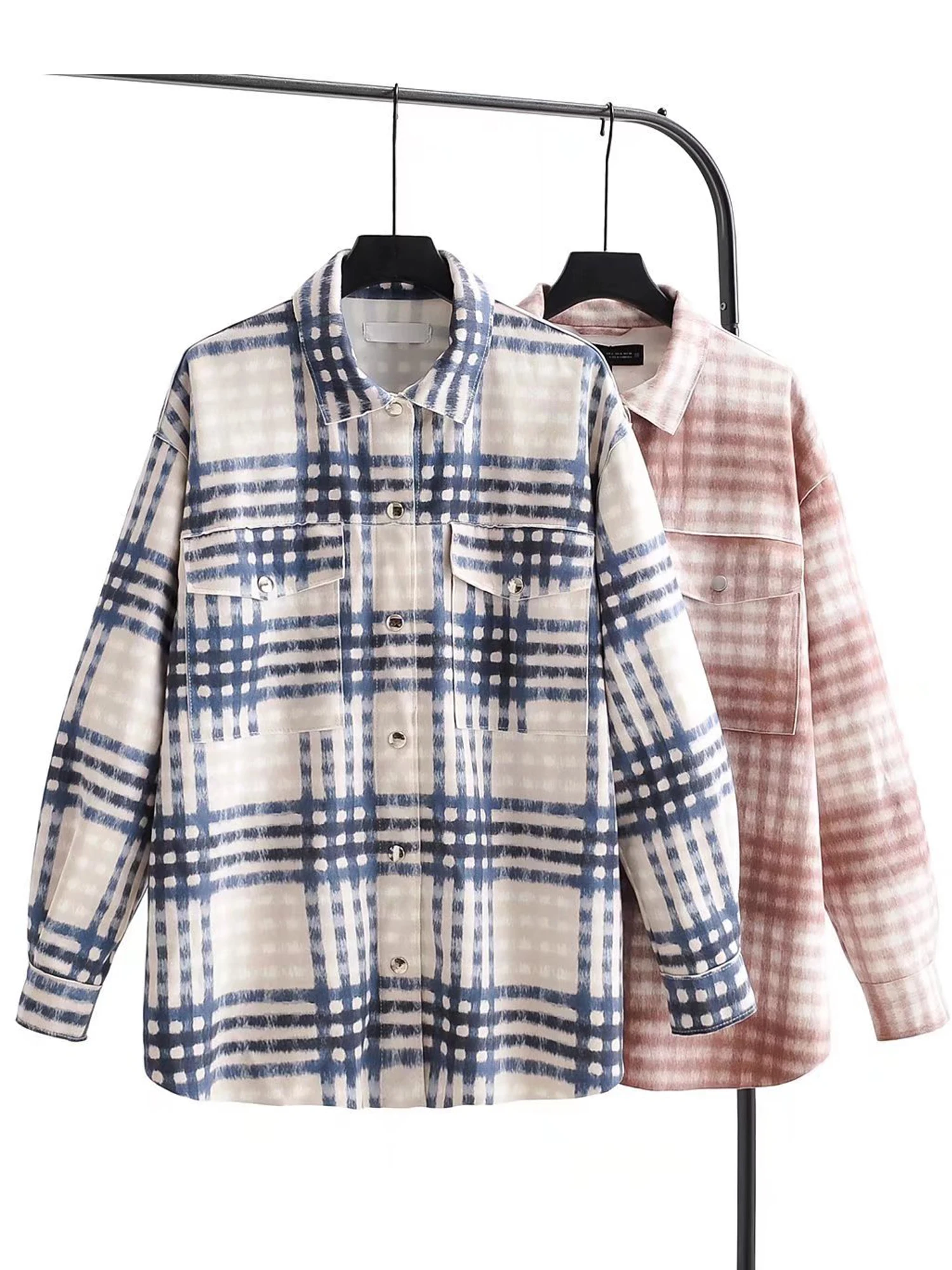 Kẻ Sọc Sơ Mi Nữ Áo Và Tay Dài Nữ Casual In Áo Sơ Mi Rời Da Lộn Áo Khoác Da Áo Khoác Ngoài Mùa Xuân Tin Tức Áo Khoác
