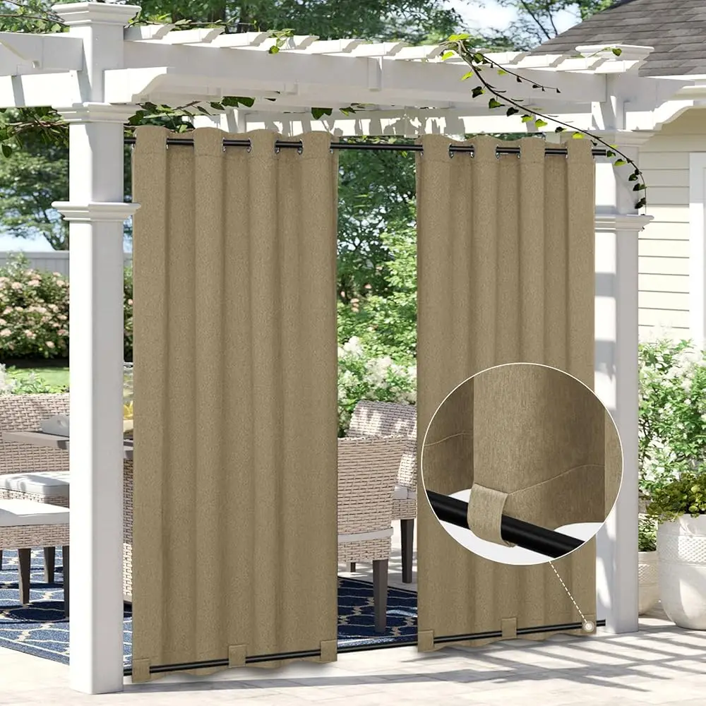 

Уличные шторы под лен, водонепроницаемые, ветрозащитные, для веранды, мягкие, плотные, для обеспечения приватности на открытом воздухе, для патио, беседки, террасы