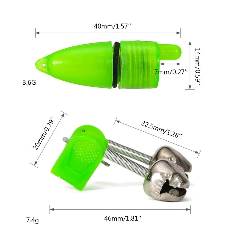صنارة صيد الأسماك إنذار جرس تنبيه أجراس كليب مؤشر الصيد مع أجراس مزدوجة #6